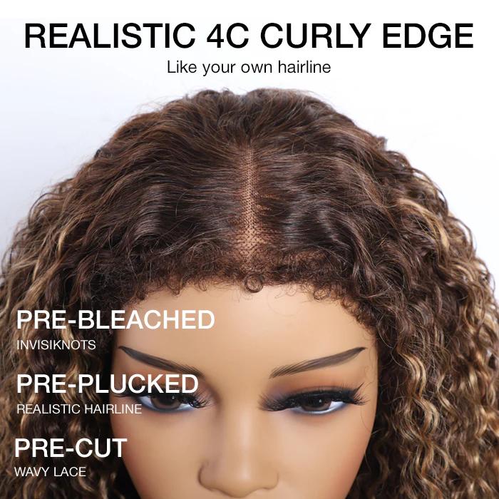 【Glueless 4c Edge】Blonde Highlight Curly Human Hair Lace Frontal Wig 13x4 Undetectable HD Lace Front Wig For Women #Tiktokshopblackfriday 【Glueless 4c Edge】Blonde Highlight Curly Human Hair Lace Frontal Wig 13x4 Undetectable HD Lace Front Wig For Women #Tiktokshopblackfriday