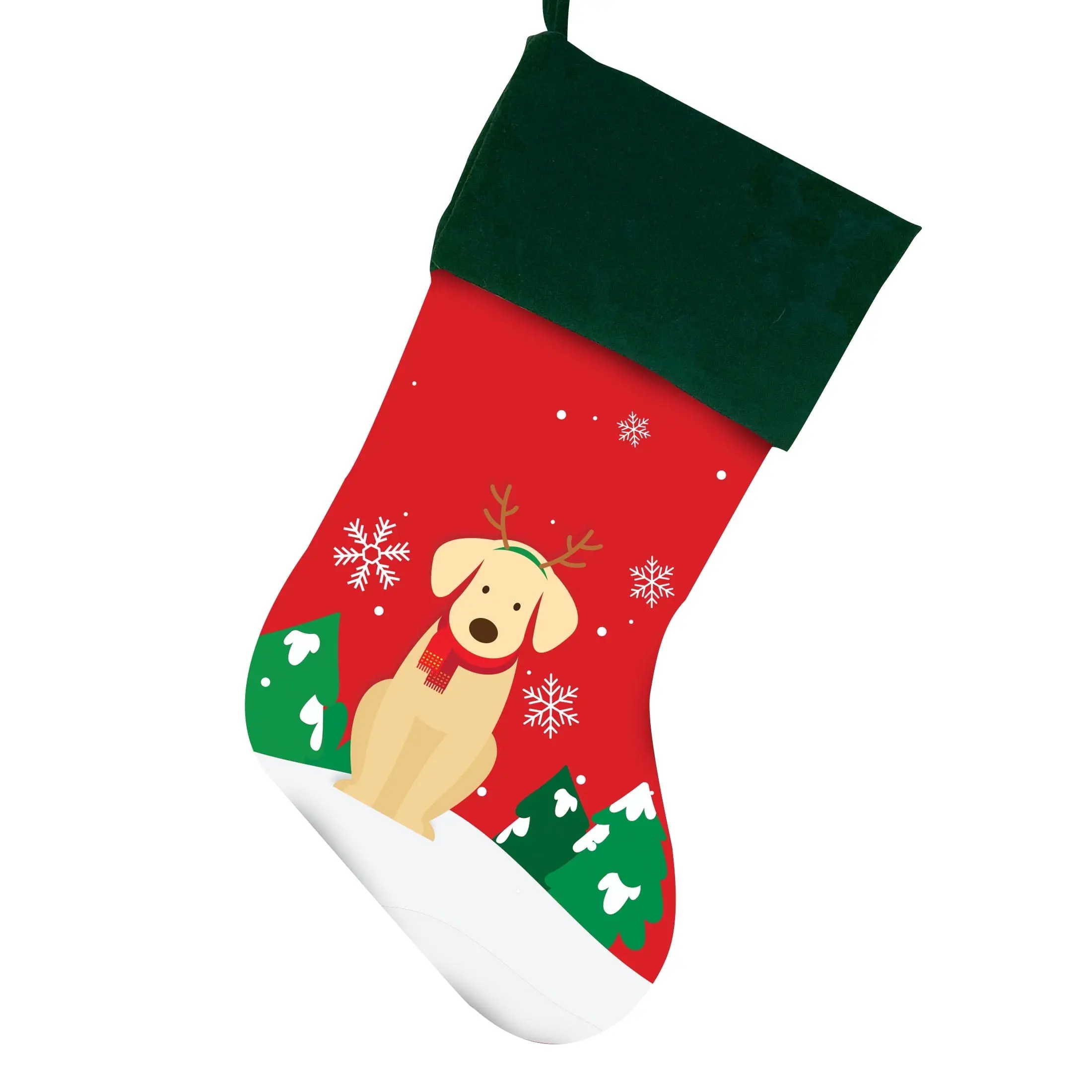 Labrador Christmas Stocking For Dog, Measures 19", Red Pet Stocking