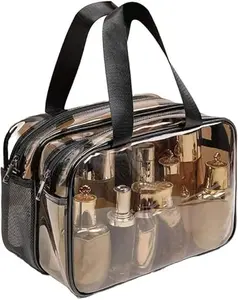 2026 Clear Toiletry Bag for Women Men, Portable Large Travel Makeup Bag, Waterproof & Draining Transparent Cosmetic Bag, Carry On Airport Airline Compliant Bag