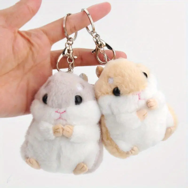 Pack of 2 Cute Hamster Plush Keychains,Stuffed Animals Keyring Charm,Handbag/ Backpack Pendant,Multi-coloured Plush Toys Set,Gifts for Birthday