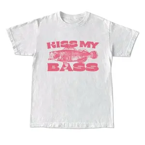 Kiss My Bass Vintage Style Fishing T-Shirt, Fisher Graphic Shirt Pink Design Limited Edition Menswear Birthday Christmas Day Menswear Birthday UnisexFashion 	 Unisex T-shirts M-5XL