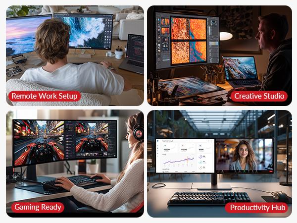 AV Access iDock B10 KVM Switch Docking Station for Laptop & Desktop, 8K@60Hz Dual Monitors, 100W Charging, High-Speed USB 3.2, 1G Ethernet, 4K@165/144/120Hz for Gaming