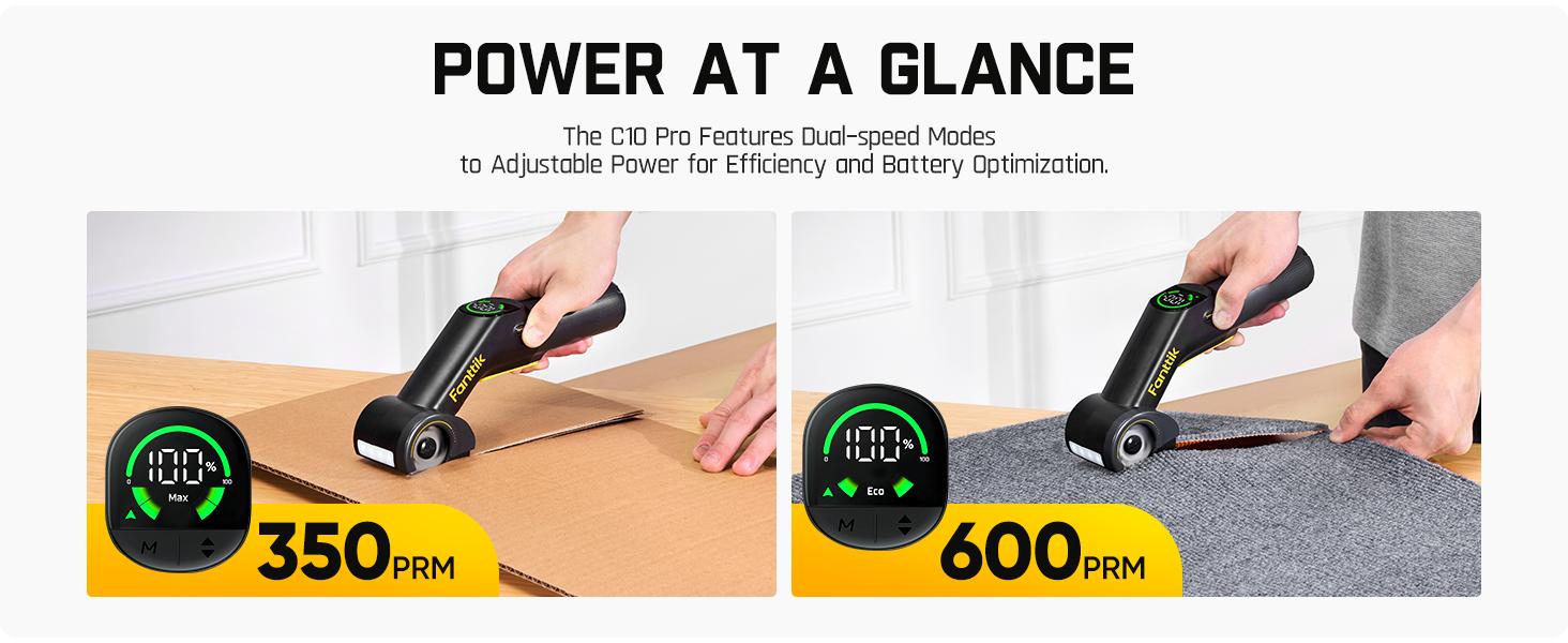 Fanttik R200 Pro BowGuide Electric Cardboard Cutter, Cordless Scissors with LED Display, 2-Speed Adjustable, Rechargeable Powerful Rotary Box Cutter with 2 Blades for Fabric, Carpet, Leather, Cardboard