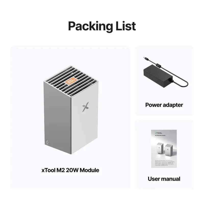 xTool M2 3D Printing Supplies Components - 3W 1064nm Infrared Electronic Laser, 20W 455nm Green Beam Laser Light