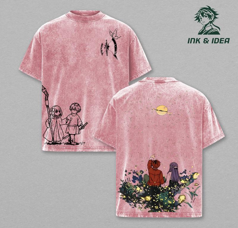 Stark Fern "Under the Stars" Frieren Season 2 Beyond Journey's End  Anime Shirt Washed Manga Washed Heavy Cotton T-shirt Gift For Anime Fan Streetwear Unisex Tee.