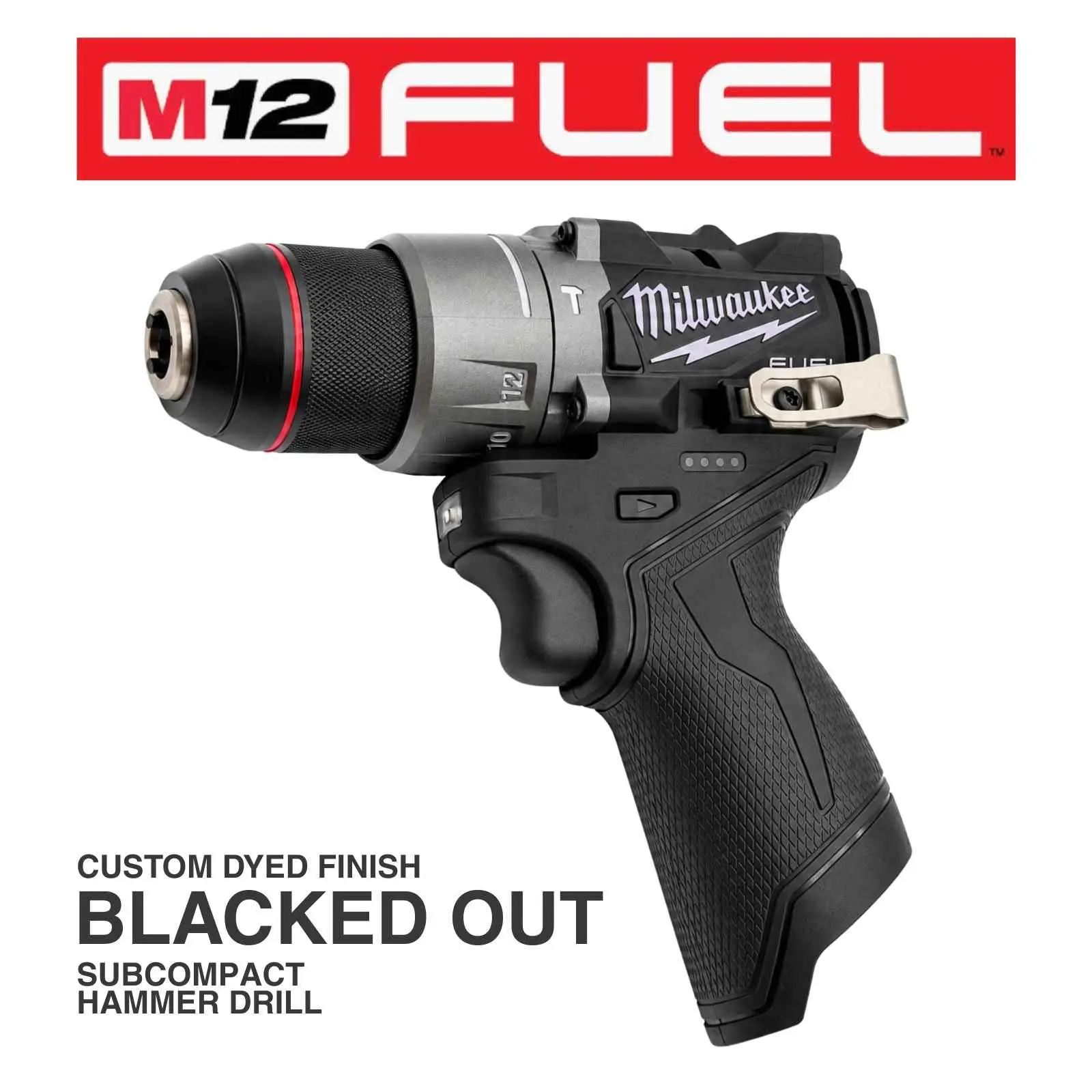 Custom Blacked Out Milwaukee M12 FUEL Hammer Drill Driver | Brushless Cordless Drill