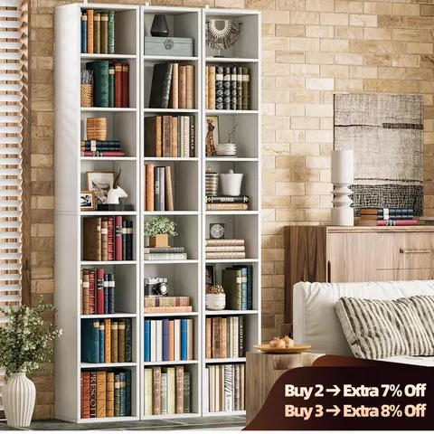 【8-Tier Narrow Corner】 IRONCK Bookcase, Compact Wall-Mounted Bookshelf, Space-Saving Organizer Rack for Bedroom, Living Room, Easy-Match Indoor Furniture