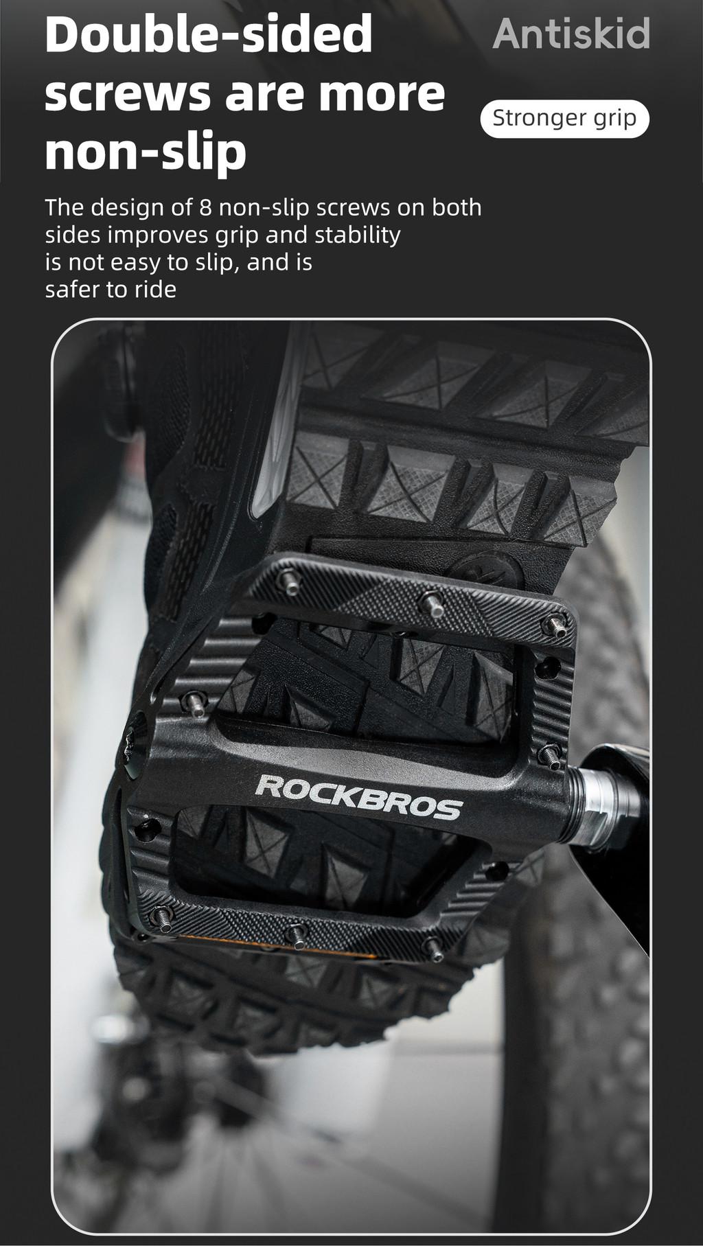 ROCKBROS Bicycle Nylon Pedal Effort-Saving MTB Road Bike Folding Bike Pedal Lightweight Single Bearing Stable Cycling Pedal Bicycle Parts