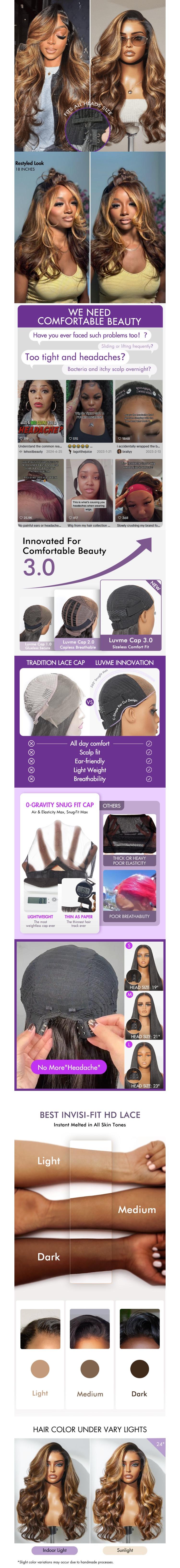 【Live】Luvme All-Day Comfort™ Wig Blonde Ombre Highlight Loose Body Wave Glueless 7x6 Closure HD Lace Wig Pre-Cut Lace Wig