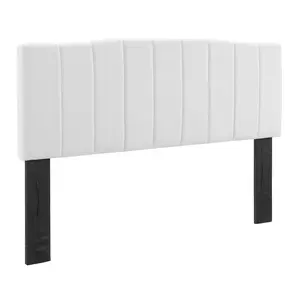 Camilla Channel Tufted Performance Velvet Full/Queen Headboard in White