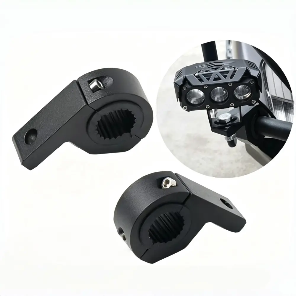 Heavy-Duty Steel Motorcycle Frame Stand Fitting for Automotive & Motorcycle Use,Universal Motorcycle Spotlight Pipe Clamp Bracket, Heavy‑Duty LED Light Mount Holder for Handlebar Crash Bar, Durable Aluminum Auxiliary Lamp Mount Clamp