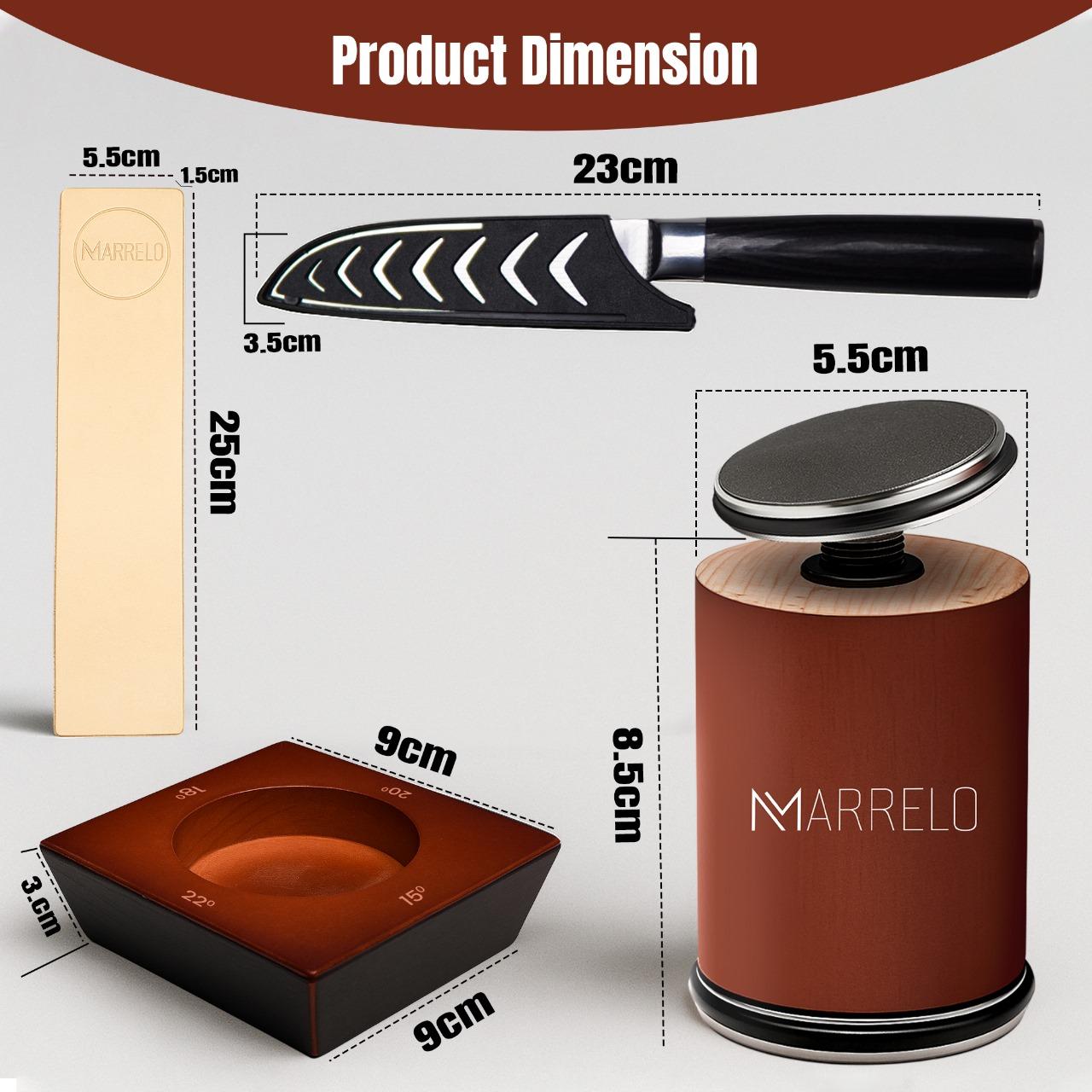 6 Piece Rolling Knife Sharpener Kit Magnetic Angle Guide 15 18 20 22 Degrees Diamond Discs Leather Strop and Utility Knife for Kitchen and Outdoor Knife Sharpening