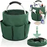 17L Oxford Fabric Makeup Tool Storage Tote - 0.31kg Foldable Laundry Organizer with Handle, 10kg Capacity Collapsible Storage Bins Baskets, 11x11inches Caddy for Home, Picnic (Green)