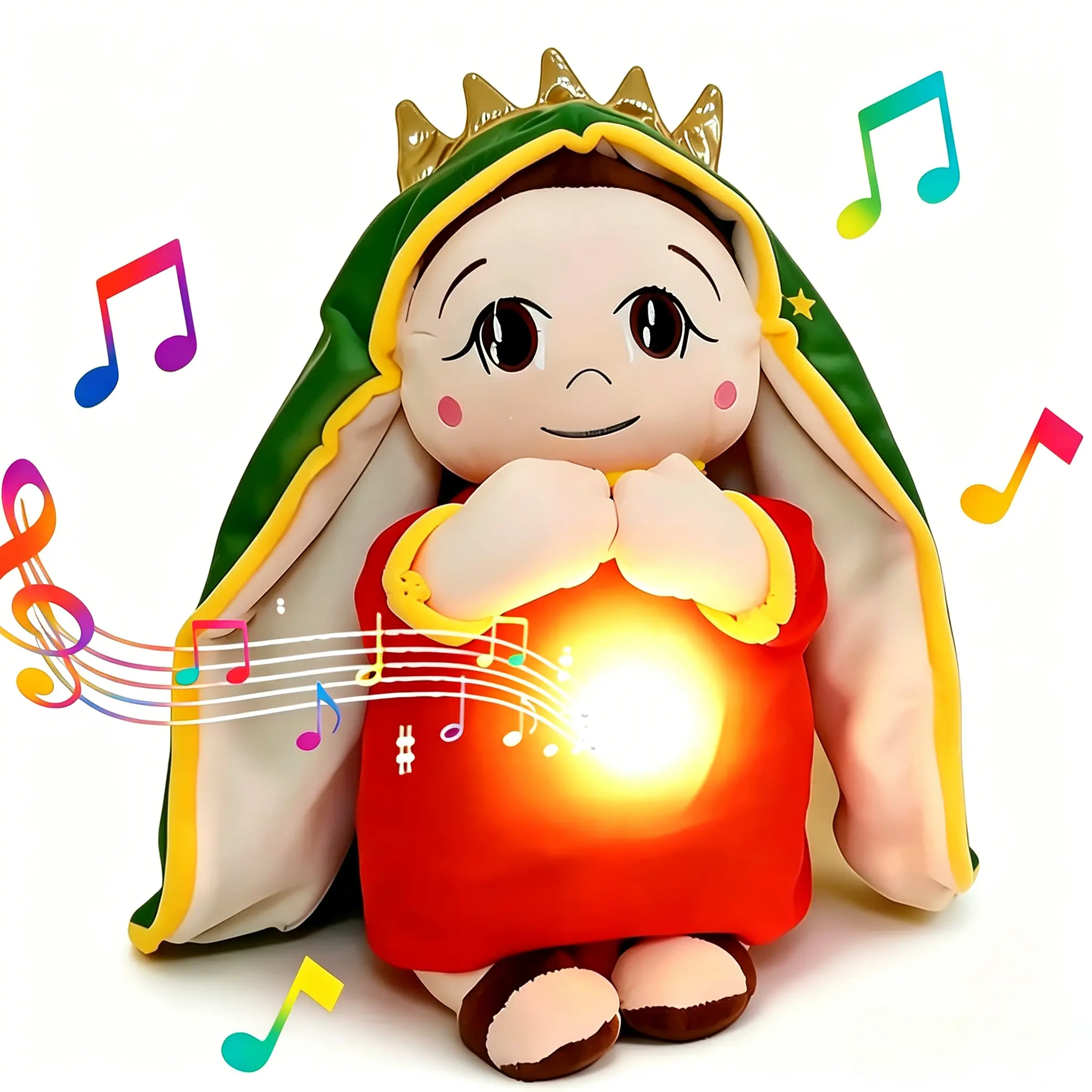 Hot Maria Children Music Soothing Breathing Doll Jesus Plush Toys Kids Sleep Companion Toy Sound and Light Dolls Christmas Gifts