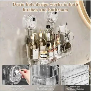 Shower Storage Organizer - Wall-Mounted Suction Cup Shelf Without Drilling | Sturdy