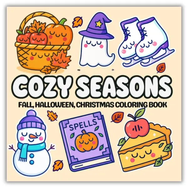 Halloween Fall Gift Unisex Fall, Halloween & Christmas Paperbook Coloring Book for Adults+Teens: Bold, Easy Designs for Relaxation, Stress Reliever & Creative Fun (Halloween Fall Gift for Cozy Seasons)