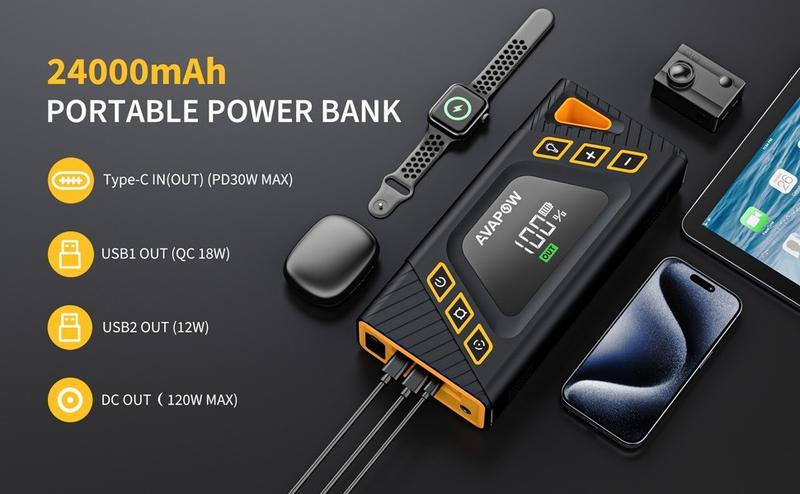 AVAPOW 150PSI 6000A Jump Starter with Air Compressor,Car Battery Jump Starter (for All Gas/10L Diesel),12V Jump Box with LCD Display,Lights,Mother‘s Day,Auto,dealsforyoudays