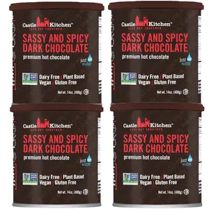 Castle Kitchen Spicy Hot Chocolate (4 Pack, 14oz Ea.) - Dairy Free, Vegan Mexican Hot Cocoa Mix made With Natural Chili Spiced Flavors - Unique Ancient Aztec Flavor With No Artificial Sweeteners