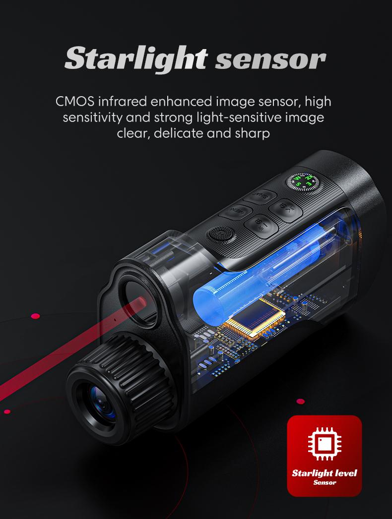 INSKAM Night Vision Monocular, 2'' HD Screen Infrared Binoculars with Compass for Photos and Videos, Perfect for Adults Outdoor Camping and Wildlife Observation