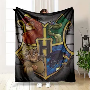 Fantasy Animal Crest Flannel Blanket Medieval Lion Snake Raven Bear Pattern Ultra Soft Warm Durable Cozy Throw Perfect for Bedroom Decor Sofa Relaxation Office Nap Birthday Gift Holiday Present Movie Night Reading Corner Use summerwins