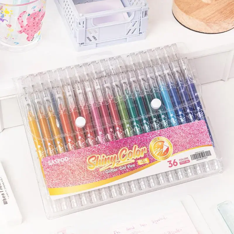 Premium Glitter Gel Pen Set (12pcs) - Office Stationery Writing Tool with Smooth Writing, Vibrant Gradient Shades, Metallic Ink, Layering Capability, Ideal for DIY Crafts, Technical Drawing (Set Sizes Available), Creative Lovers, Shimmer Effect, 24-Color