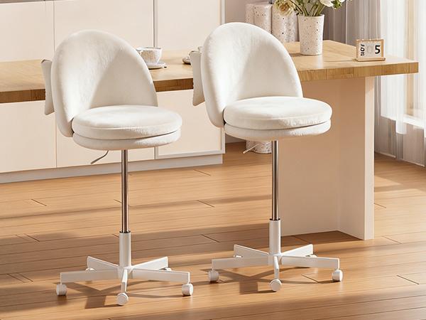 COMHOMA Vanity Chair with Velvet Fabric, Small Tall Armless Chair with Back, Cute Candy Chair for Girls Gift Living Room/Makeup Room/Bedroom/Kitchen (Height Use: Adjustable from Desk to Bar Height)