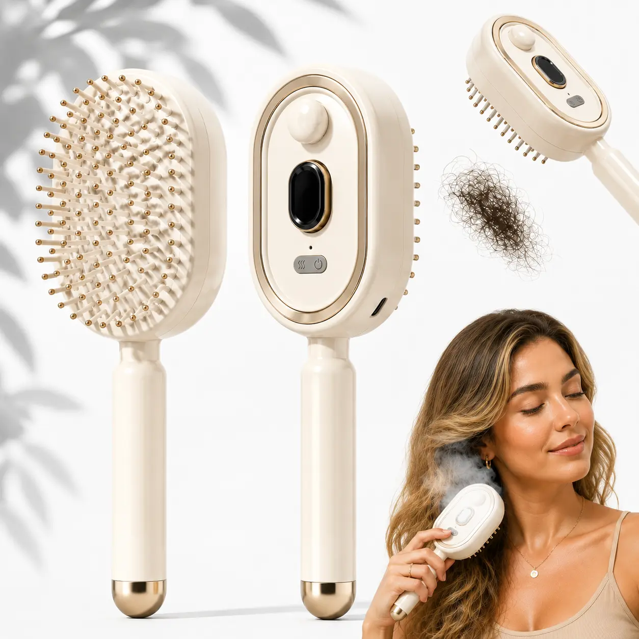 5-in-1 Rechargeable Electric Spray Air Cushion Massage Hairbrush - Hydrating Mist, Scalp Care, Anti-Tangle, Anti-Static, Add Moisture, All Hair Types, Professional Salon Hair Care Tool