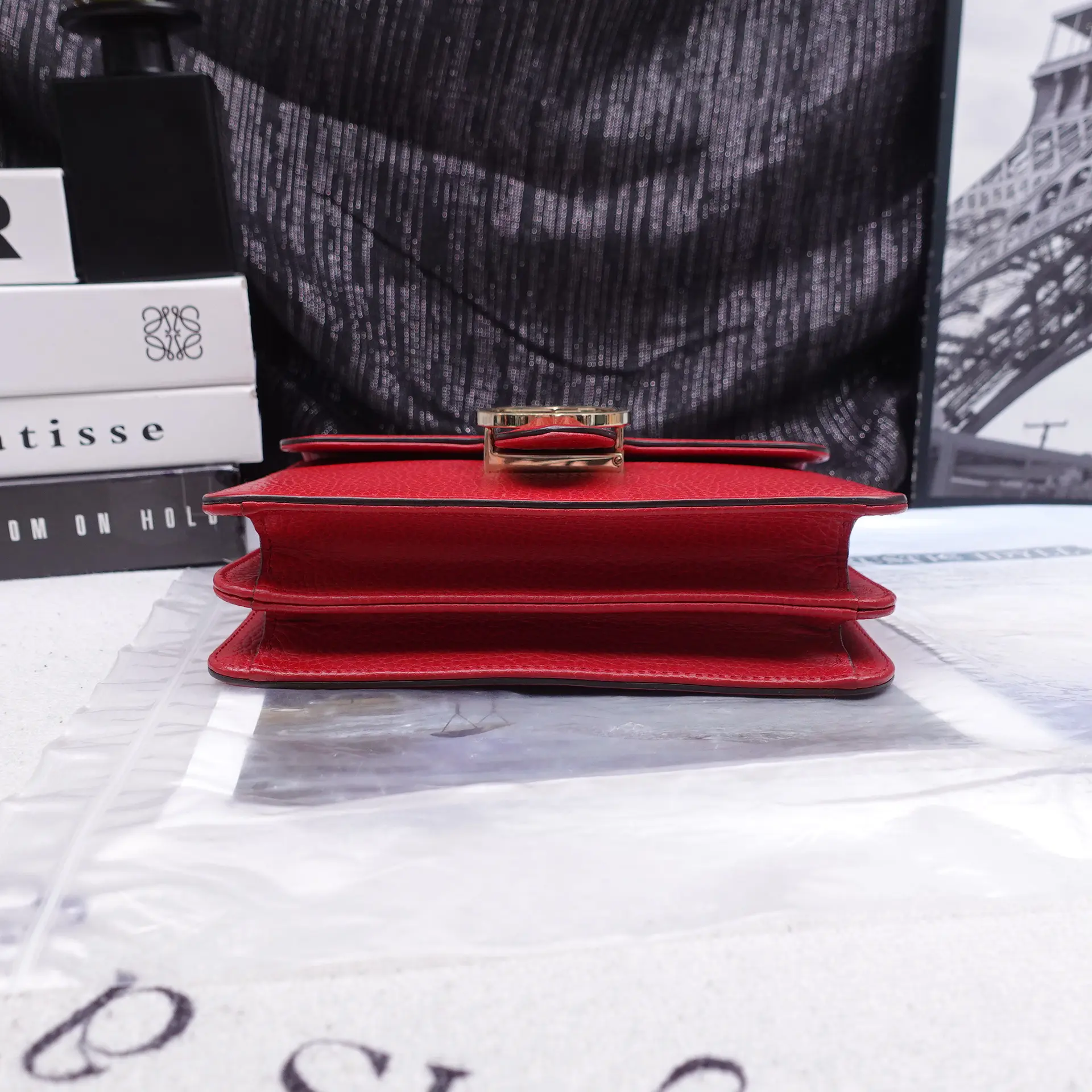 Pre-owned GUCCI Calfskin Shoulder Bags Interlocking Red Shoulder Bag