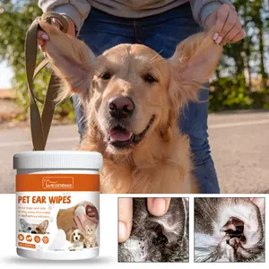 Yegbong pet ear wet wipes for pet ear cleaning, odor prevention, mite removal, and earwax removal