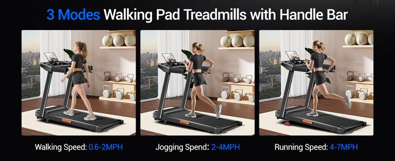 Incline Foldable Treadmill, 0.6-7MPH for Home 3.0HP Treadmills Screens Display Portable Walking Pad with Handle 300 LBS Capacity Incline Foldable Treadmill, 0.6-7MPH for Home 3.0HP Treadmills Screens Display Portable Walking Pad with Handle 300 LBS Capacity