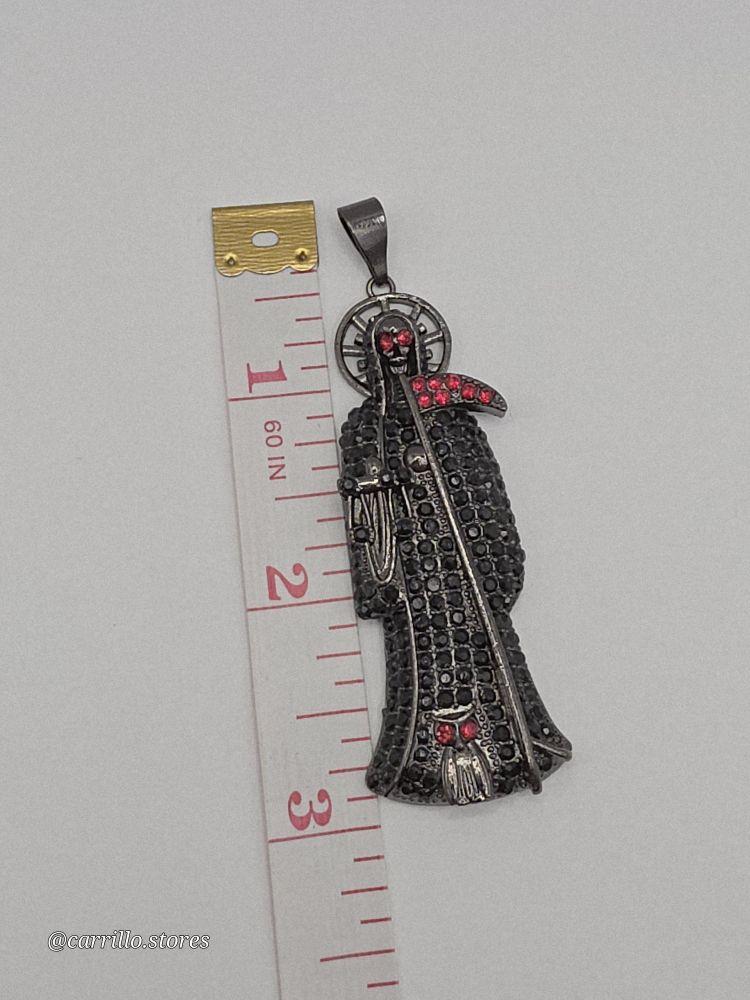THE GRIM REAPER/La Santa Muerte fashion pendant gold-plated black color 3"inches NO CHAIN Bladenecklace Rhinestone Decor Charm Rhinestone Decor Cross