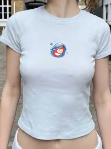 Ponyo Baby Tee, Anime Baby Tee, Kawaii Baby Tee, Studio Ghibli Shirt, Cute Anime Tee, Y2K Baby Tee, Graphic Baby Tee, Fitted Tee, Casual Fit Shirt, Trendy Shirt, Soft Girl Shirt