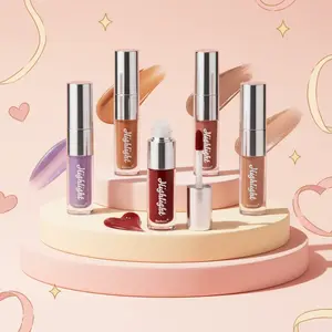 5-Pack Hyaluronic Acid Lip Glaze Glitter Lip Gloss Five Colors Moisturizing Hydrating Natural Nude Makeup Lip Cosmetic Gift Christmas Glam Metallic Lipstick Glossy Moisturize Moisturizer