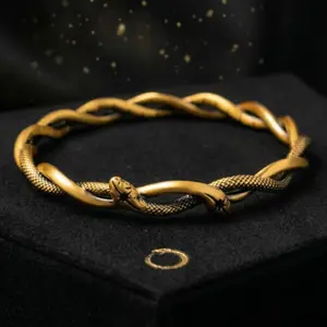 Gorgeous Snake Vintage Cuff Bracelet – Mid-Century Light Luxury & Wealth Attractor