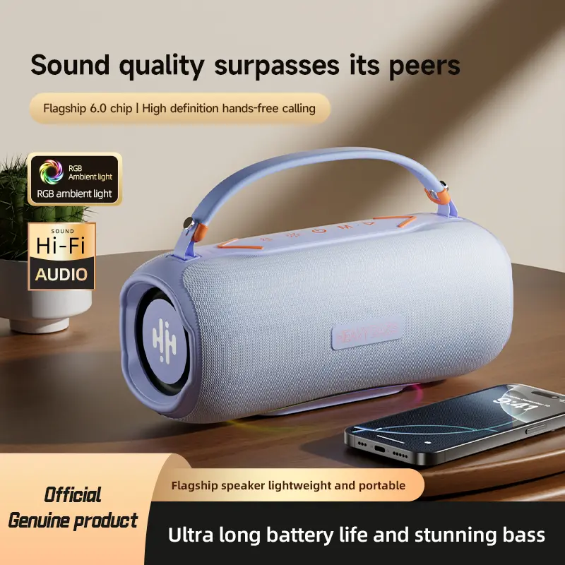 Portable Bluetooth Speaker with Handle Macaron Purple/Blue 30W High Power Speaker Super Bass RGB Light Show HiFi Audio Quality Loud Wireless Speaker for Desk Beach Party Long Runtime Wireless Speaker with EQ Sound Audio Speakers Rgb Multifunction Speaker