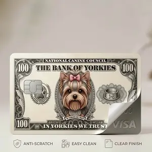 Yorkie Debit Card Sticker High-Quality Vinyl Cute Yorkie Design for Personalized Credit Card Customization Easy Application Anti-Scratch Clear Finish