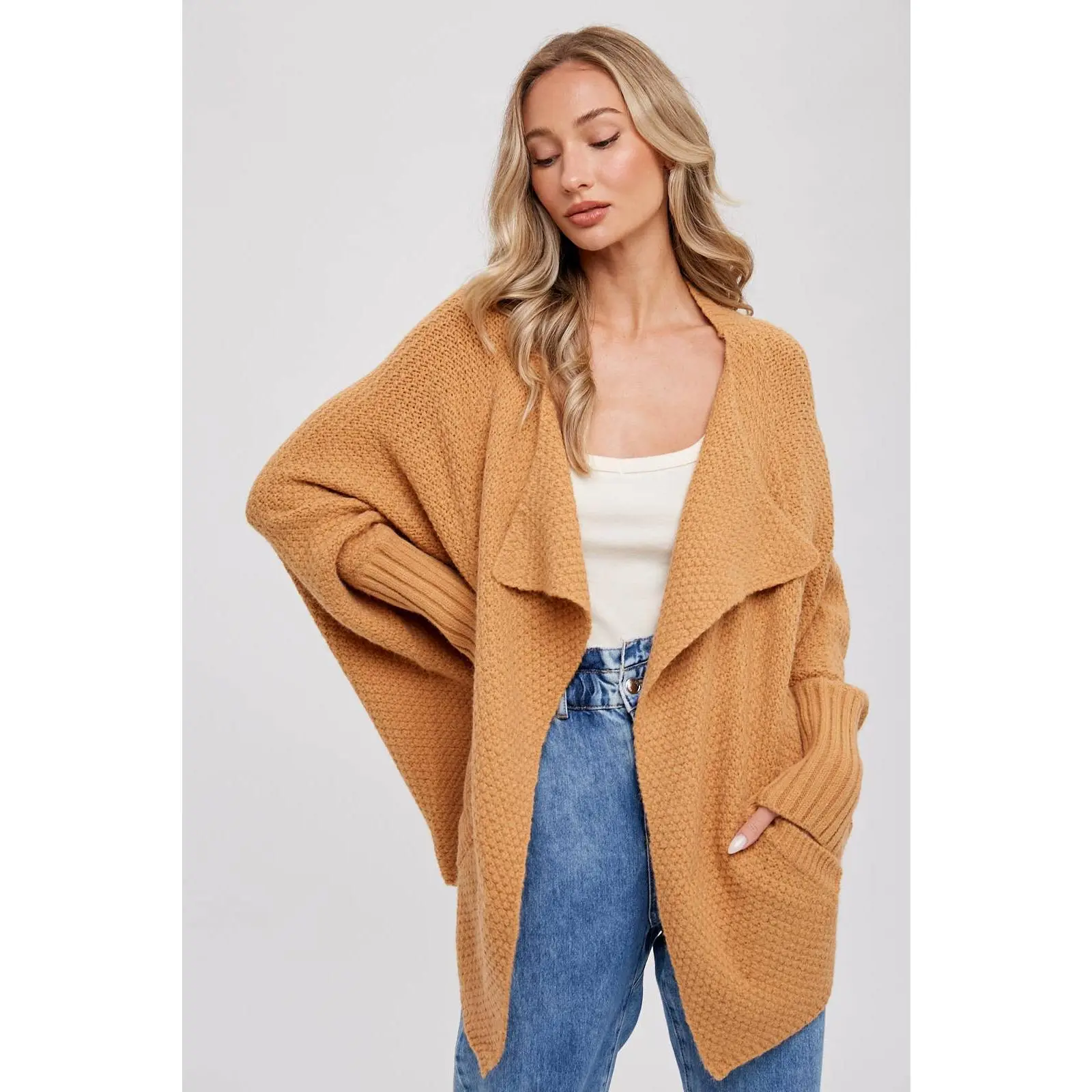 Waffle Cocoon Sweater Cartigan