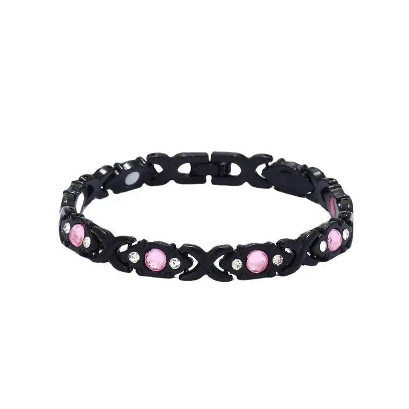 BloomWish S Energy magnet bracelet, eco-friendly alloy with diamonds, adjustable ladies' wristband,Adjustable Fit, Diamond Accent Wristband Adjustable Magnetic Healing Bracelet for Women Christmas Gift