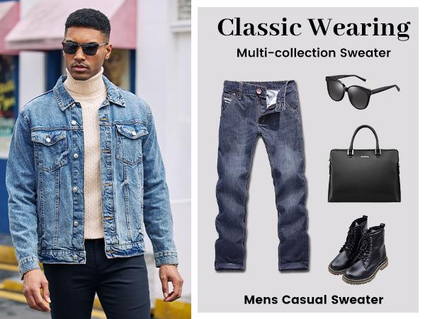 COOFANDY Men's Knitwear Slim Fit Turtleneck Sweater Casual Twist Patterned Pullover Knitted Sweaters Gift Ideas