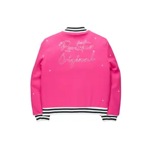 Alonza Hot Pink Rhinestone Varsity Jacket Alonza Hot Pink Rhinestone Varsity Jacket