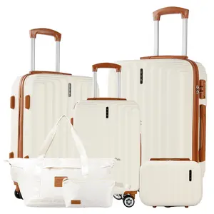 UUH 4PCS/6PCS ABS Luggage Set with TSA Locks - Family Travel and Moving Durable Stylish Suitcases