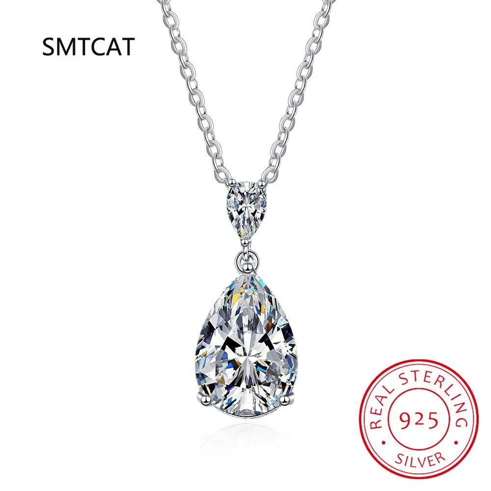14K White Gold 2 Carat Pear Teardrop Cut D Color Moissanite Diamond Necklace With Certificate