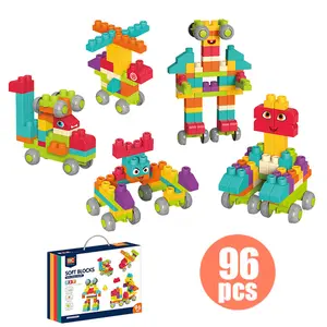 Large Soft Building Blocks For Baby And Toddlers, 96pcs For Building Stacking Playing, Easy-to-Hold For Best Puzzle Toy