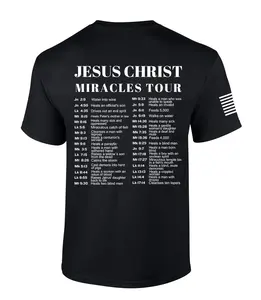 Trenz Shirt Company Mens Christian Tshirt Jesus Miracles World Tour Scripture Short Sleeve T-shirt