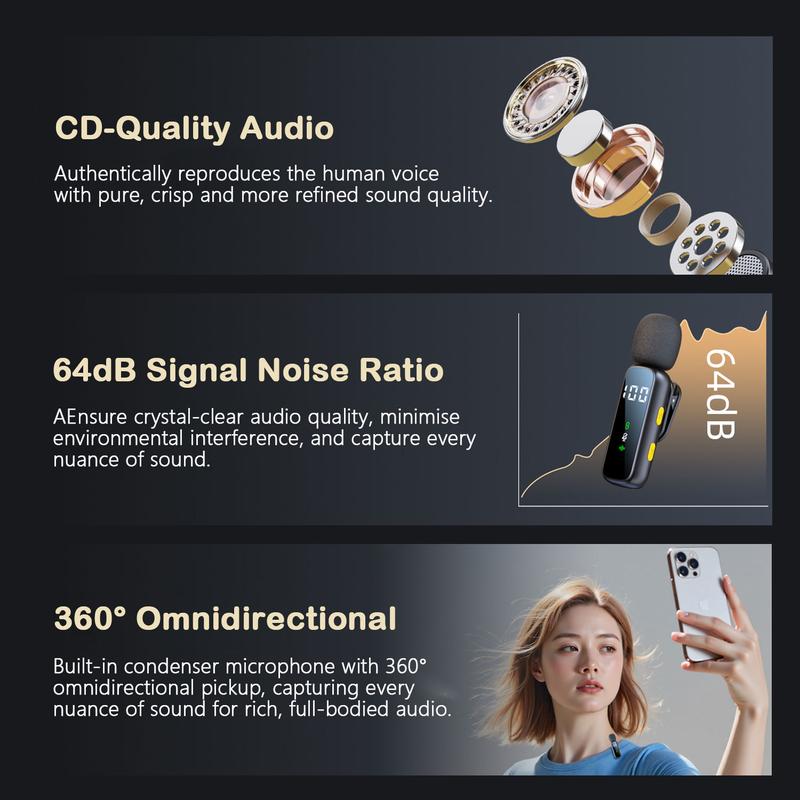 HITOZON Studio Sound Wireless Lavalier Microphone for iPhone Android Intelligent Noise Cancelling Plug Play Lapel Mic for Tiktok Youtube Video Recording Vlog Live Streaming Audio Compact Pure Audio Experience HITOZON Studio Sound Wireless Lavalier Microphone for iPhone Android Intelligent Noise Cancelling Plug Play Lapel Mic for Tiktok Youtube Video Recording Vlog Live Streaming Audio Compact Pure Audio Experience