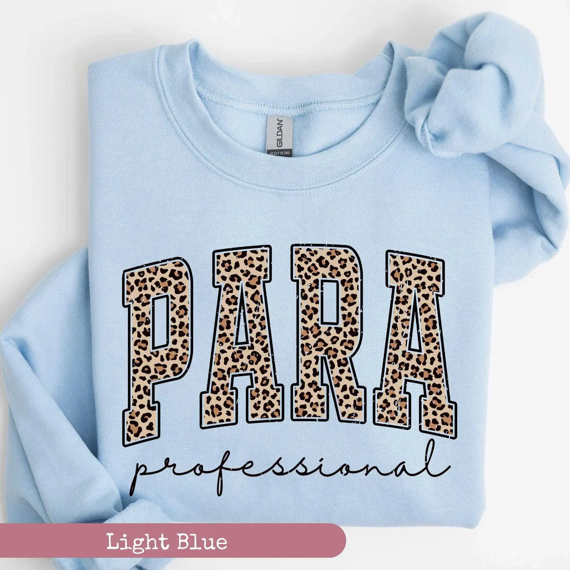Leopard Para Paraprofessional Short Sleeve Crewneck & T-shirt, Paraprofessional SHORT SLEEVE, Para Squad tee, Teacher Aide Cotton Fabric Fit, para teacher shirts, teacher shirts