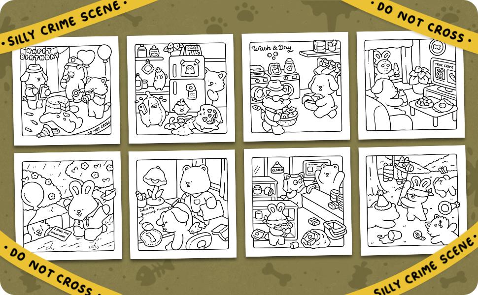 Silly Cozy Crimes - Cozy and Funny Coloring Book for Adults and Teens