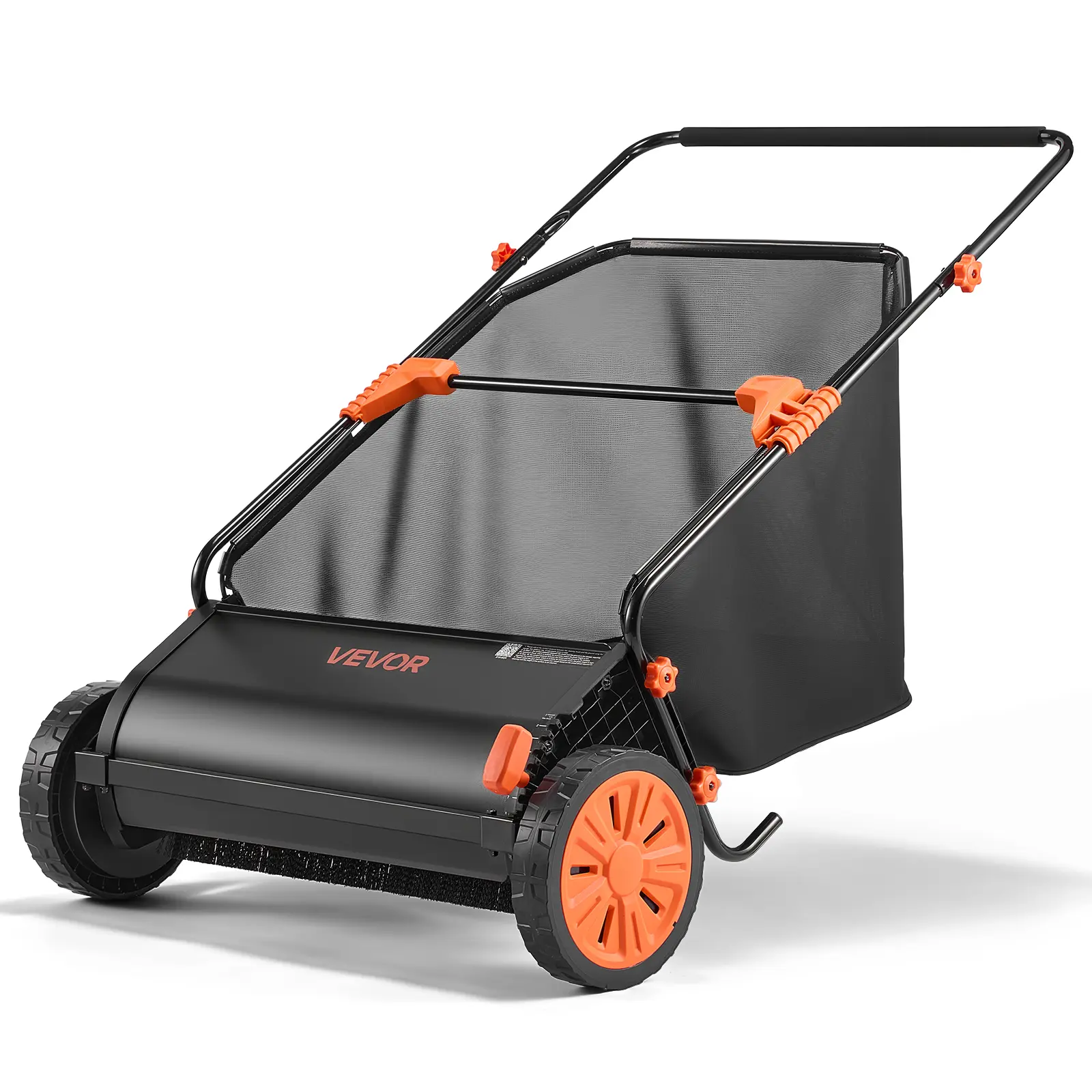 【summerfinds】VEVOR Push Lawn Sweeper, 26 in Leaf & Grass Collector with 7 cu. ft. Hopper Bag, Adjustable Brush Height & Spinning Brushes, Heavy Duty Yard Sweeper with Rubber Wheels for Leaves Grass Cleanup,father'sdaygifts