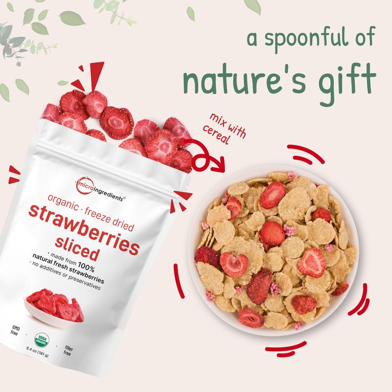 Micro Ingredients Organic Freeze Dried Strawberries Sliced Fruit Snack