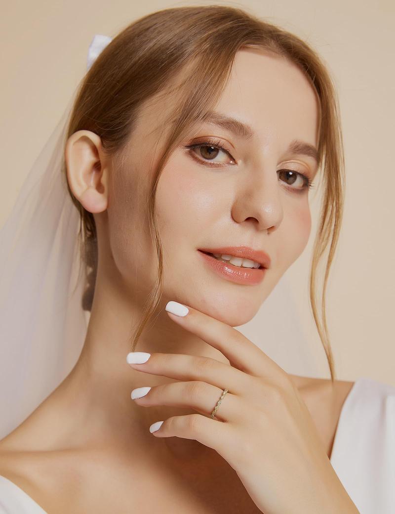 EAMTI 925 Sterling Silver Full Eternity Stackable Ring Cubic Zirconia Marquise & Round Milgrain Wedding Band for Women